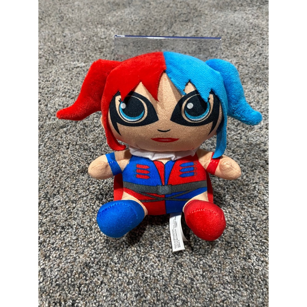 DC Justice League Plush Harley Quinn 7" Red Blue Excellent Stuffed Toy Cape